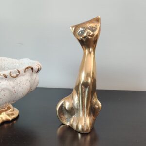 vintage brass cat