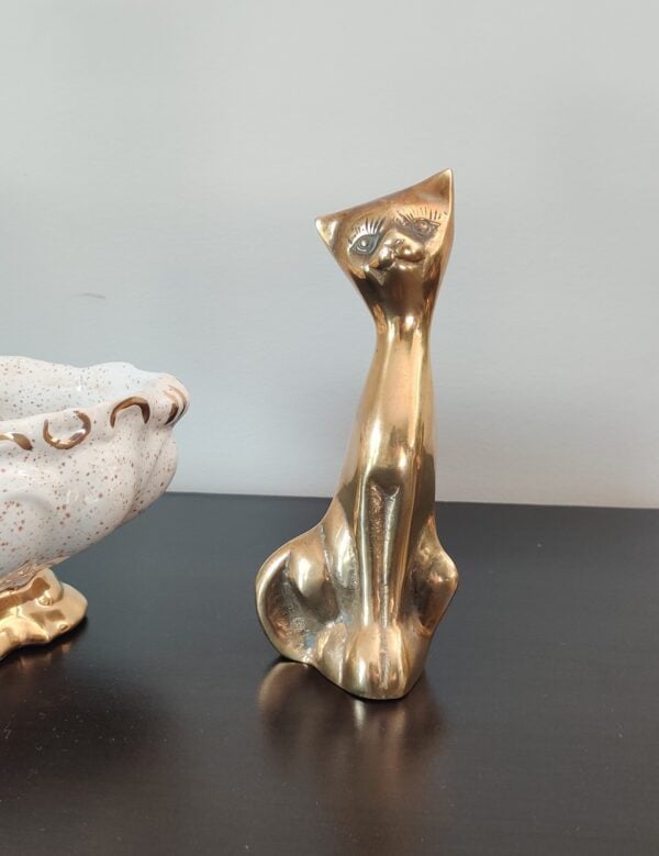 vintage brass cat