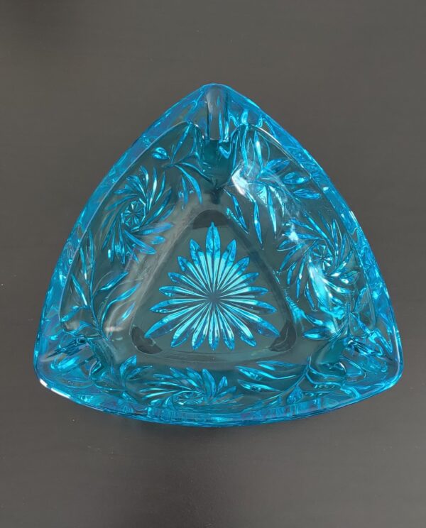 Vintage Hazel Atlas Aqua blue starburst trinket ashtray dish