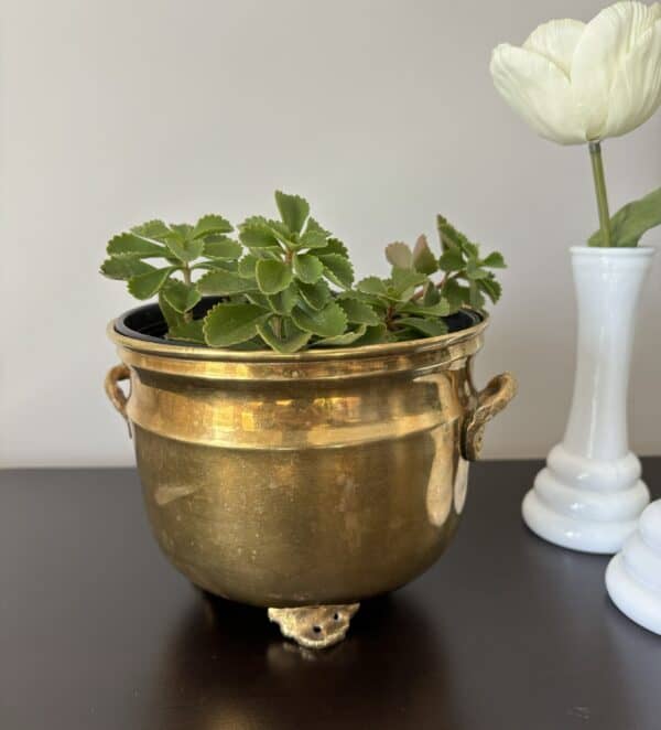 Footed Solid Brass Planter