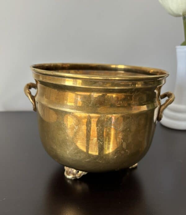 Footed Solid Brass Planter - Image 2