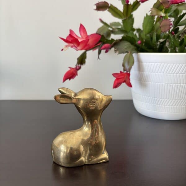 Vintage Solid Brass sitting Fawn - Image 2