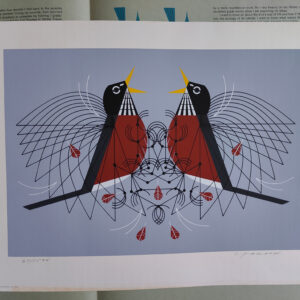 Serigraph titled "Round Robin" by American artist Charley Harper, created in 1973