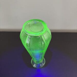 Depression glass Uranium 9” vase 11 img 1539