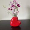 Vintage ceramic Red heart shaped vase 5”
