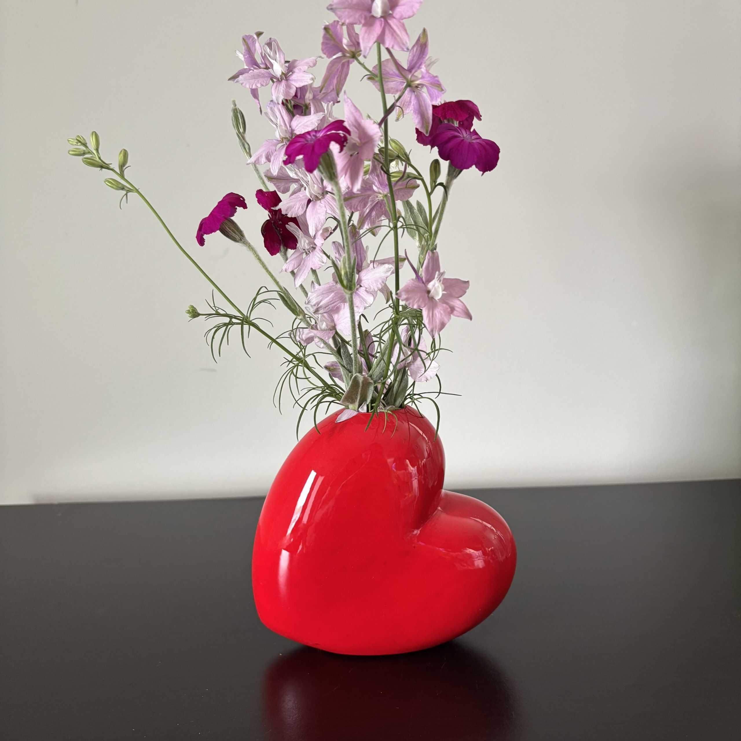 Vintage ceramic Red heart shaped vase 5” 3 Vintage ceramic Red heart shaped vase 5”