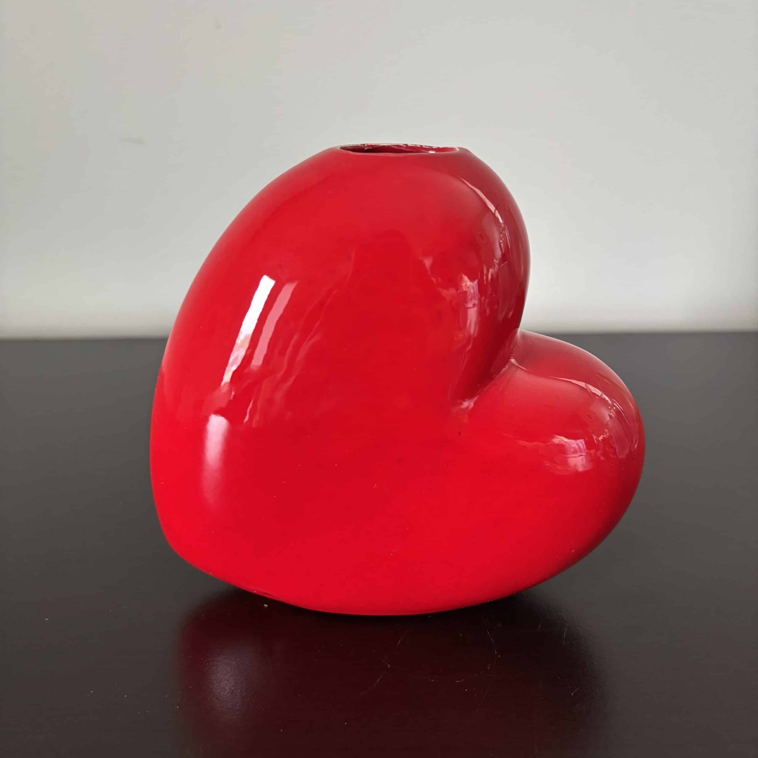 Vintage ceramic Red heart shaped vase 5” 6 Vintage ceramic Red heart shaped vase 5” - Image 4