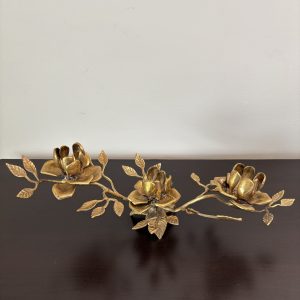 Vintage Solid Brass Rose Candelabra 16” 13 img 1759