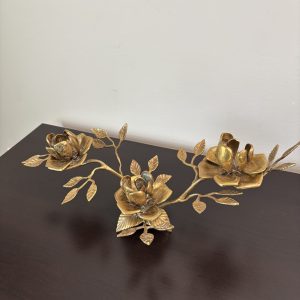 Vintage Solid Brass Rose Candelabra 16” 11 img 1760