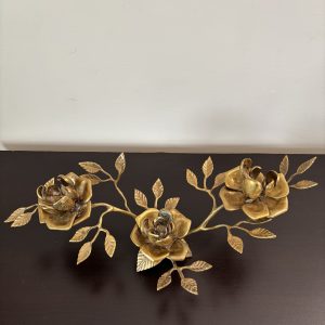Vintage Solid Brass Rose Candelabra 16”
