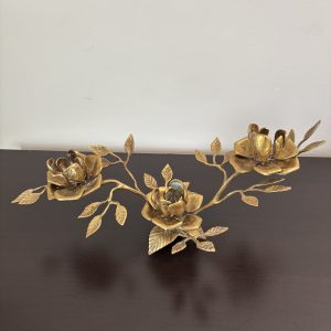 Vintage Solid Brass Rose Candelabra 16” 15 img 1766