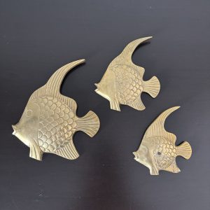 Vintage Solid Brass Angel Fish Wall Decor set of 3