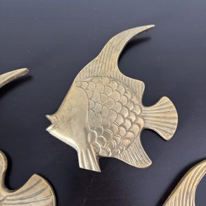 Vintage Solid Brass Angel Fish Wall Decor set of 3 9 img 1780