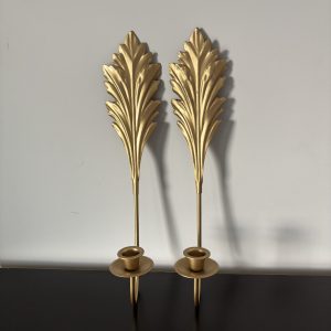 Vintage Pair of Home Interiors Gold Metal Wall Sconces