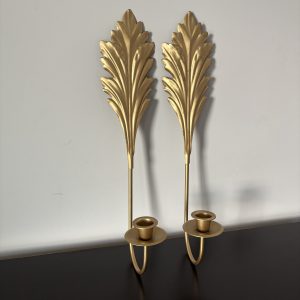 Alternative view of Vintage Pair of Home Interiors Gold Metal Wall Sconces