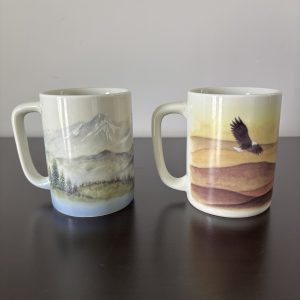 Alternative view of Vintage Otagiri Bald Eagle tapered mug 14 oz set of 2