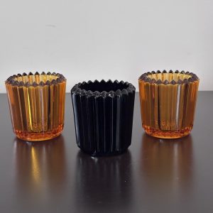 Indiana Glass Ribbed Votive holders set of 3